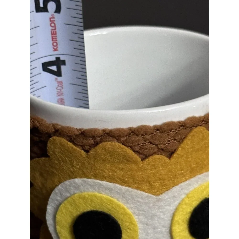 Pier One Owl Coffee Mug‎ with Knit Cozy Brown White Ceramic Bird Cup